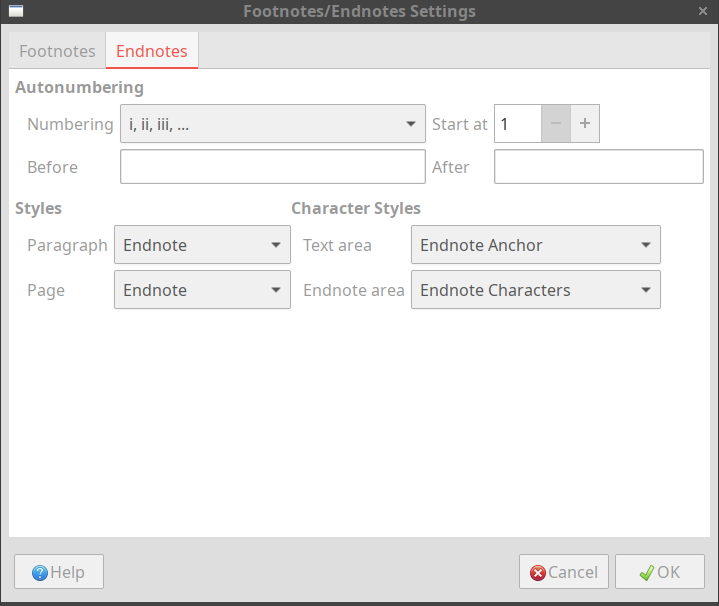 How to format endnotes in a chapter with title - English - Ask LibreOffice