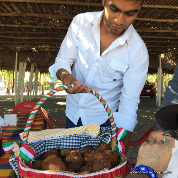 basket of banana-bread muffins at Garza Blanca restaurant on Las Islitas in San Blas on Riviera Nayarit in Mexico basket of banana-bread muffins at Garza Blanca restaurant on Las Islitas in San Blas on Riviera Nayarit in Mexico