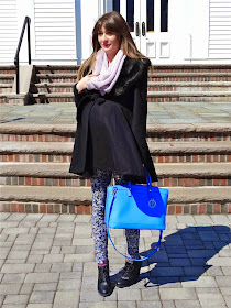 House Of Jeffers wearing a Lulus Coat, Destination Maternity Leggings, and carrying a Henri Bendel Bag | www.houseofjeffers.com