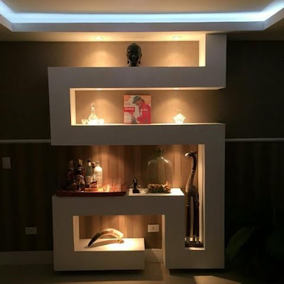 Modern pop wall niches designs ideas with lighting for wall decoration 2019