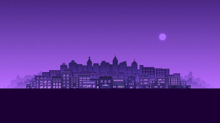 City, Buildings, Cityscape, Night, Digital Art, Minimalist, 4K, 3