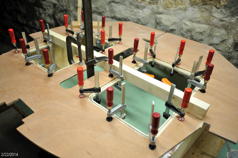 SCAMP 243 B3 hatch openings cut and backing plates installed