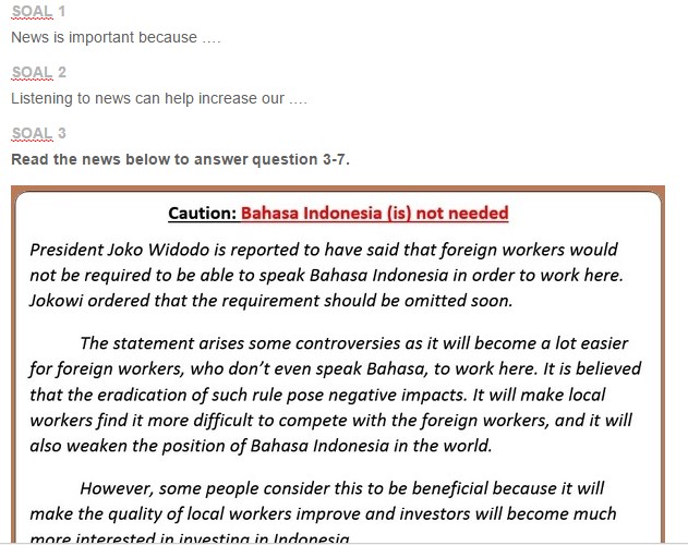 Contoh Soal Review Reading And Listening Surprising News Ezy Blog Biasanya news item text menyajikan berita yang sedang hangat dan menarik untuk diperbincangkan. ezy blog