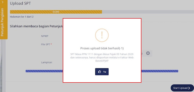 lapor SPT Masa PPN di DJP Online telah ditutup upload tidak berhasil