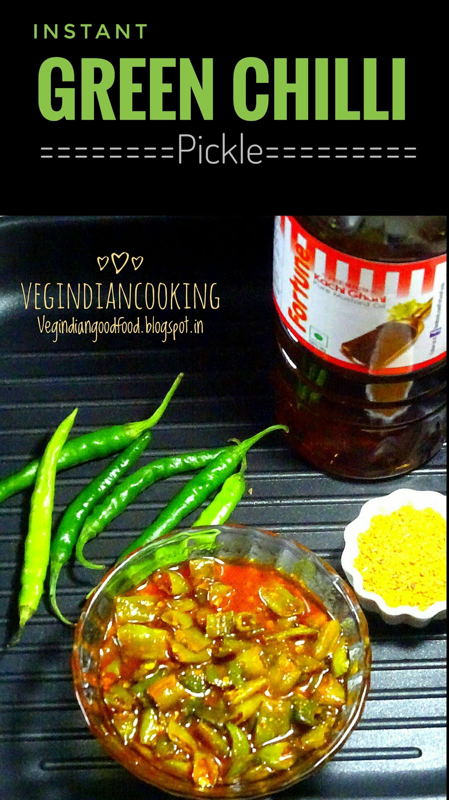 Veg Indian Cooking Instant Green Chilli Pickle