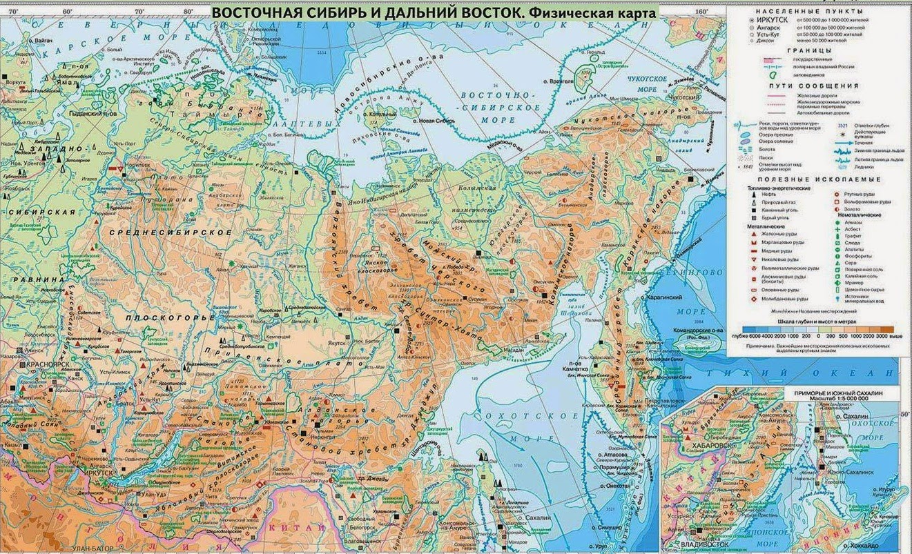 Карта россии восточные города
