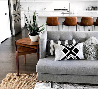 open concept kitchen and sofa