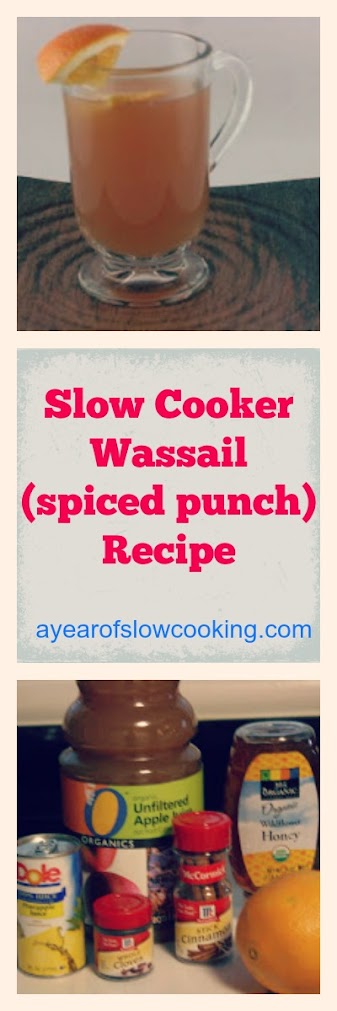 Wassail is a fantastic non-alcoholic spiced punch you can make during the holidays. Fill your crockpot up with Apple Cider, pineapple juice, some honey, fresh orange, and mulling spices to make a delicious, warm, hearty drink the whole family can enjoy!