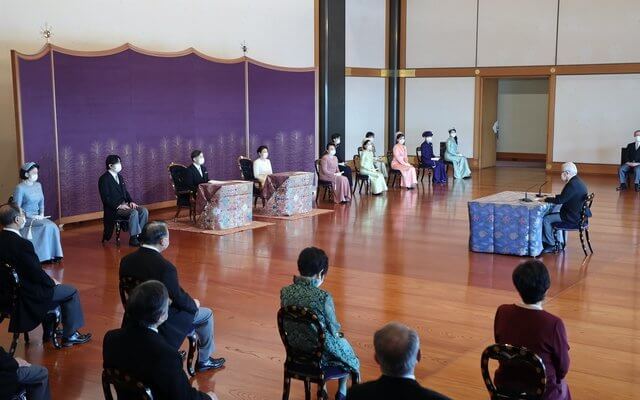 Emperor Naruhito, Empress Masako, Crown Prince Fumihito, Crown Princess Kiko, Princess Kako, Princess Mako