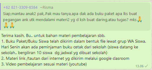 Contoh 10 Macam Pesan Atau Komunikasi Antara Wali Kelas Guru Dengan Orang Tua Dalam Grup Whatsapp Pada Saat Pembelajaran Jarak Jauh Pjj Atau Pembelajaran Daring Zuhri Indonesia Contoh 10 Macam Pesan Atau Komunikasi Antara Wali Kelas Guru Dengan Orang Tua Dalam Grup Whatsapp Pada Saat Pembelajaran Jarak Jauh Pjj Atau Pembelajaran Daring Zuhri Indonesia