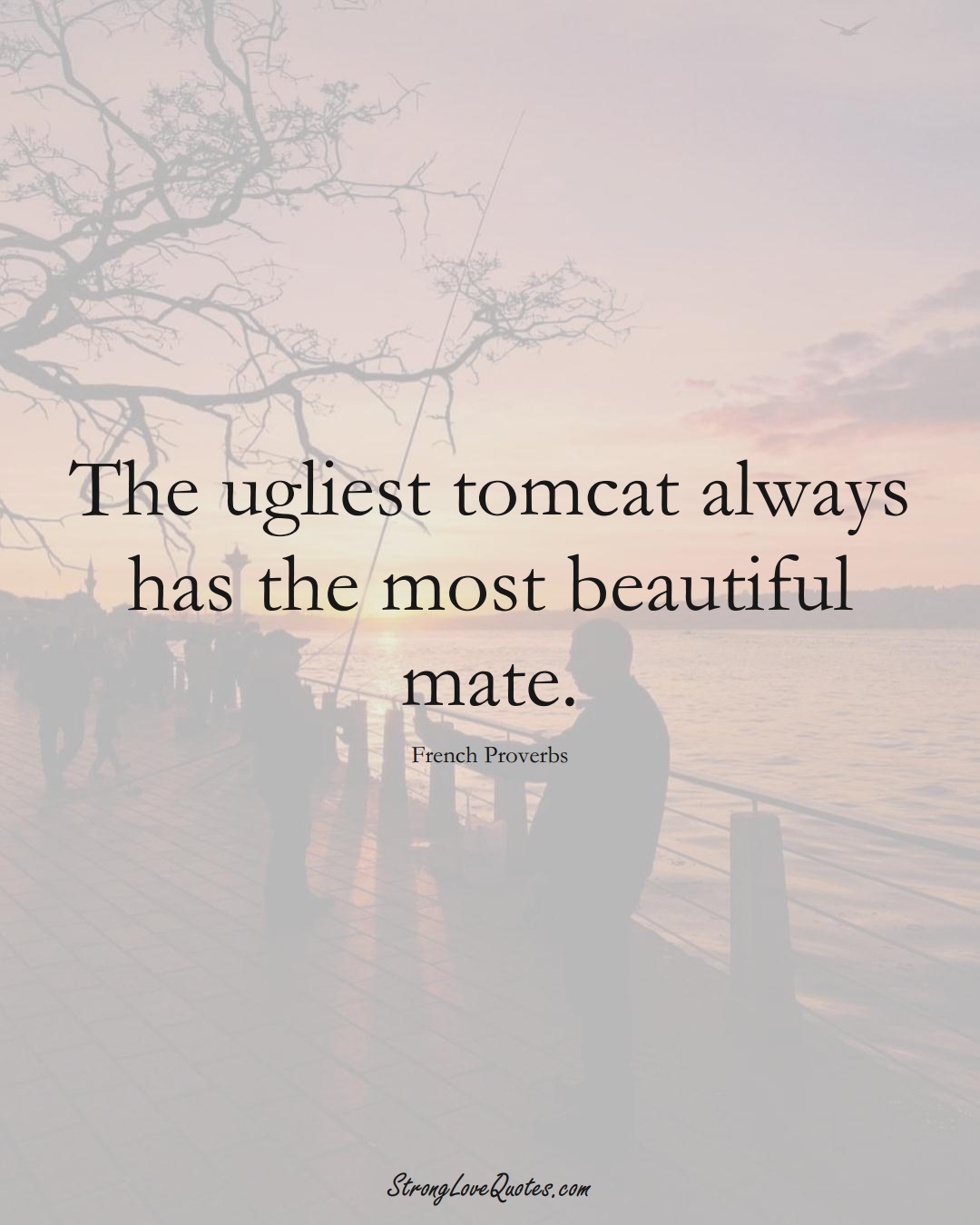 The ugliest tomcat always has the most beautiful mate. (French Sayings);  #EuropeanSayings