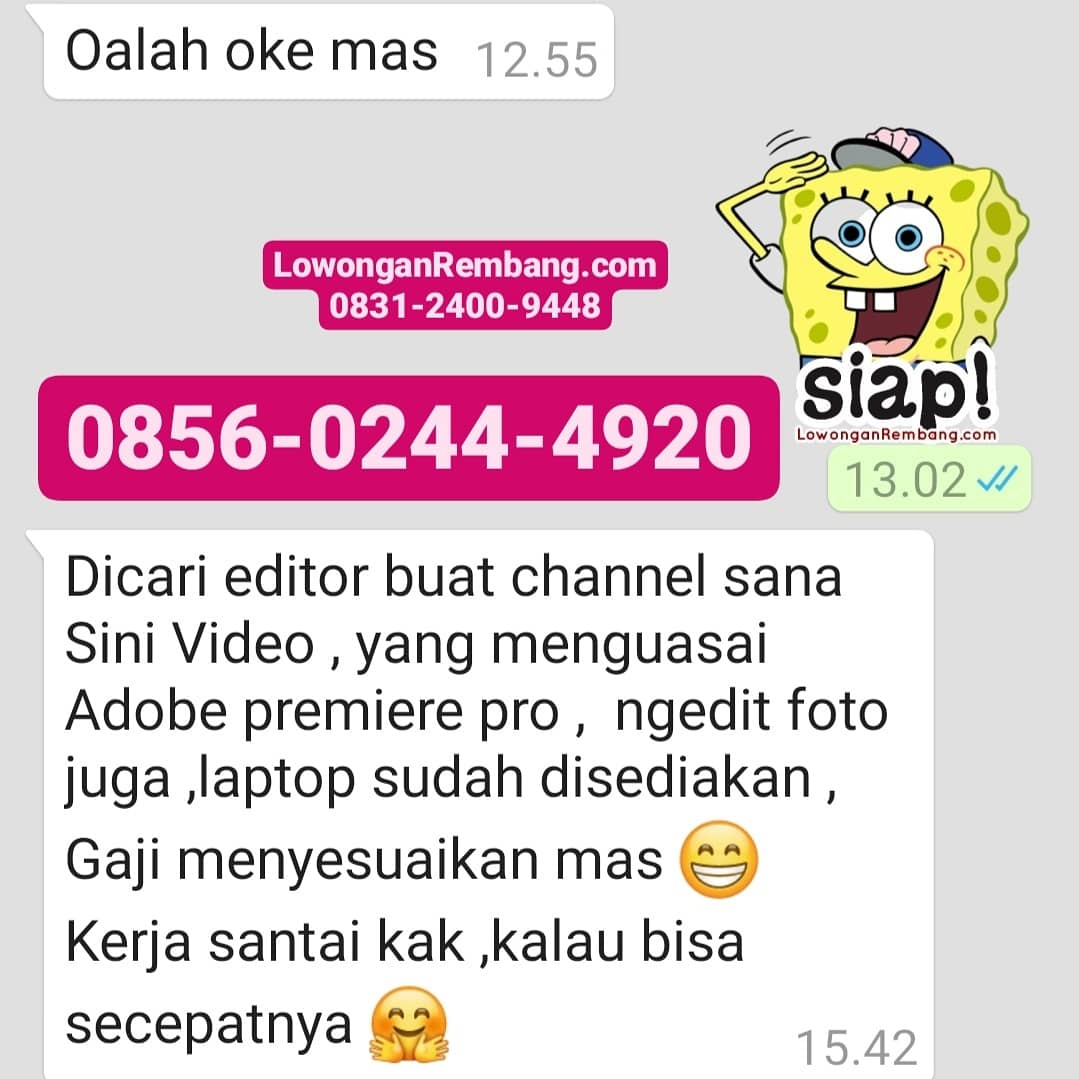 Lowongan Kerja Editor Channel Sana Sini Video Rembang Tanpa Syarat Pendidikan Lowongan Rembang