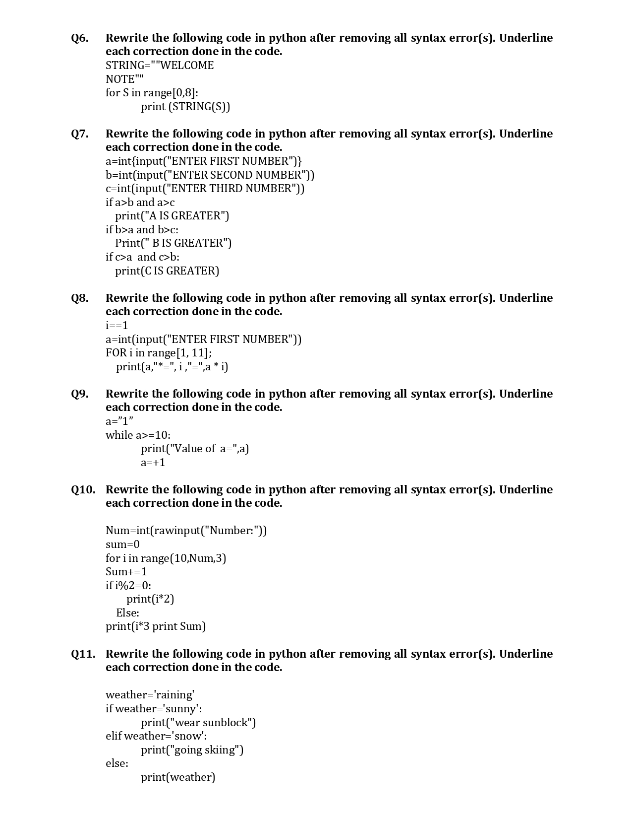 Python Revision Tour I and II Working with Functions: Chapter 1, 2, 3
