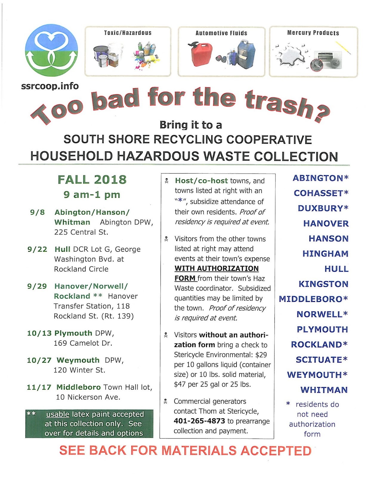 Hull Department of Public Works REMINDER Household Hazardous Waste