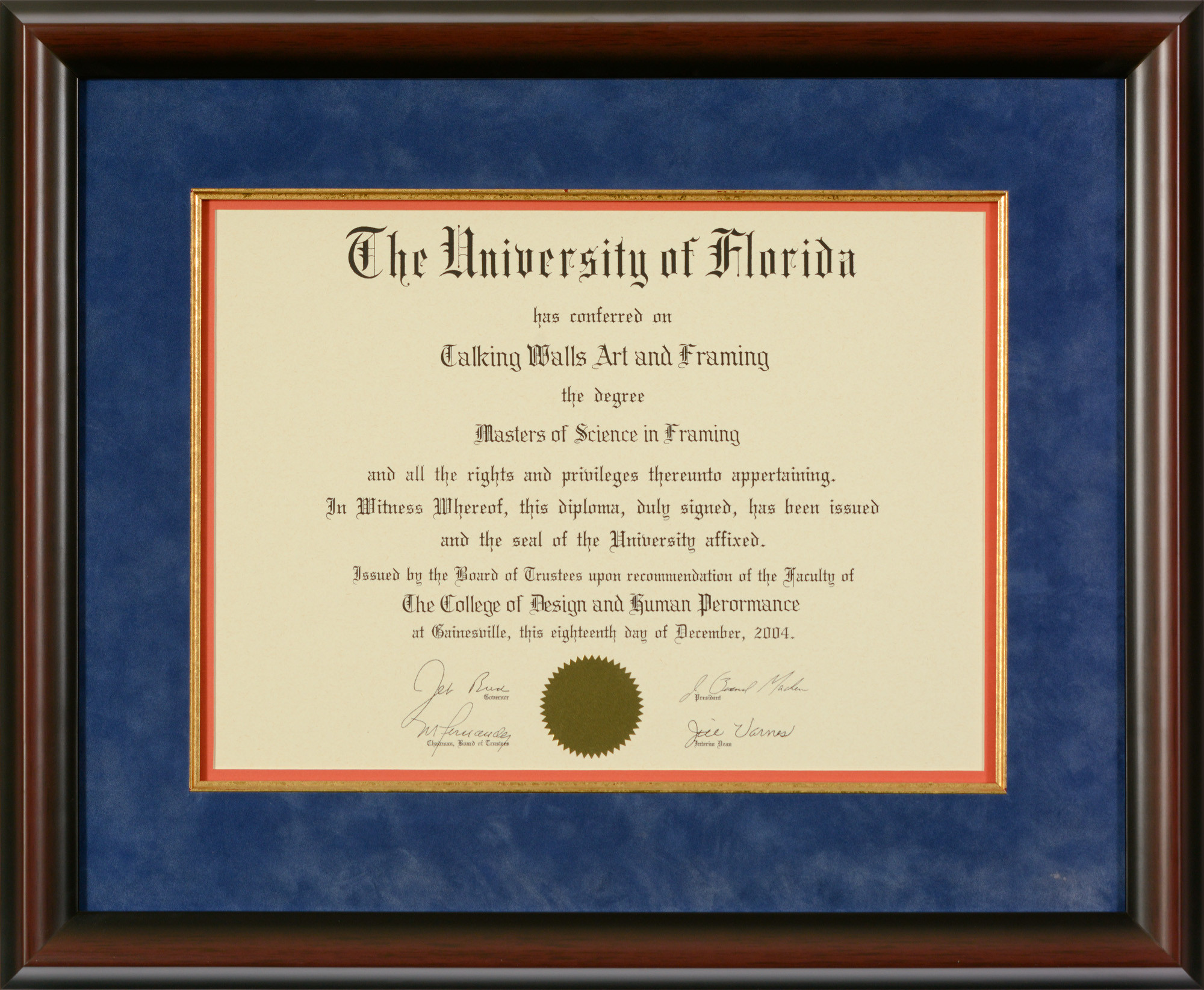 University Of Florida Diploma Frame Table Frame