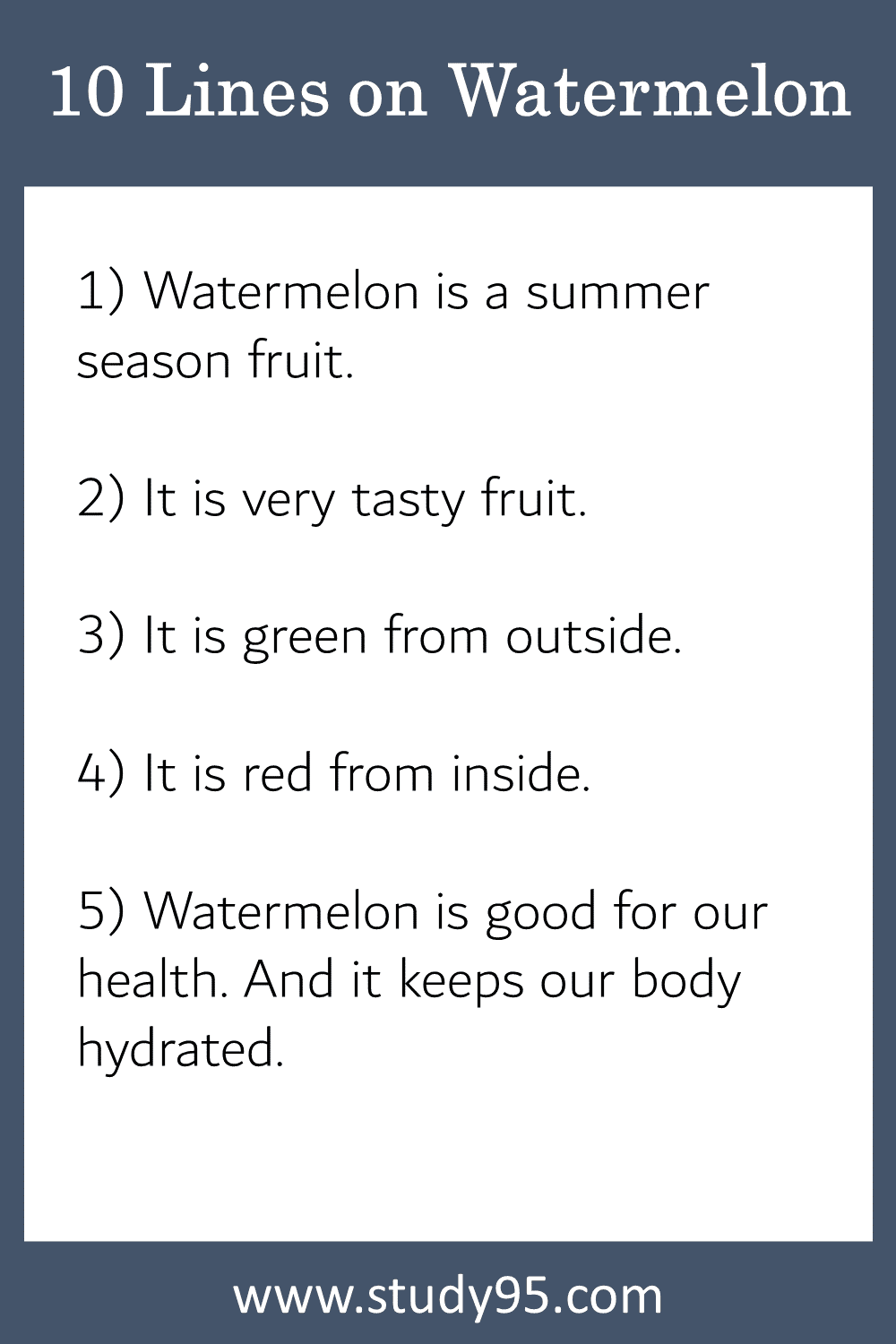 10 Lines on Watermelon for Class 1