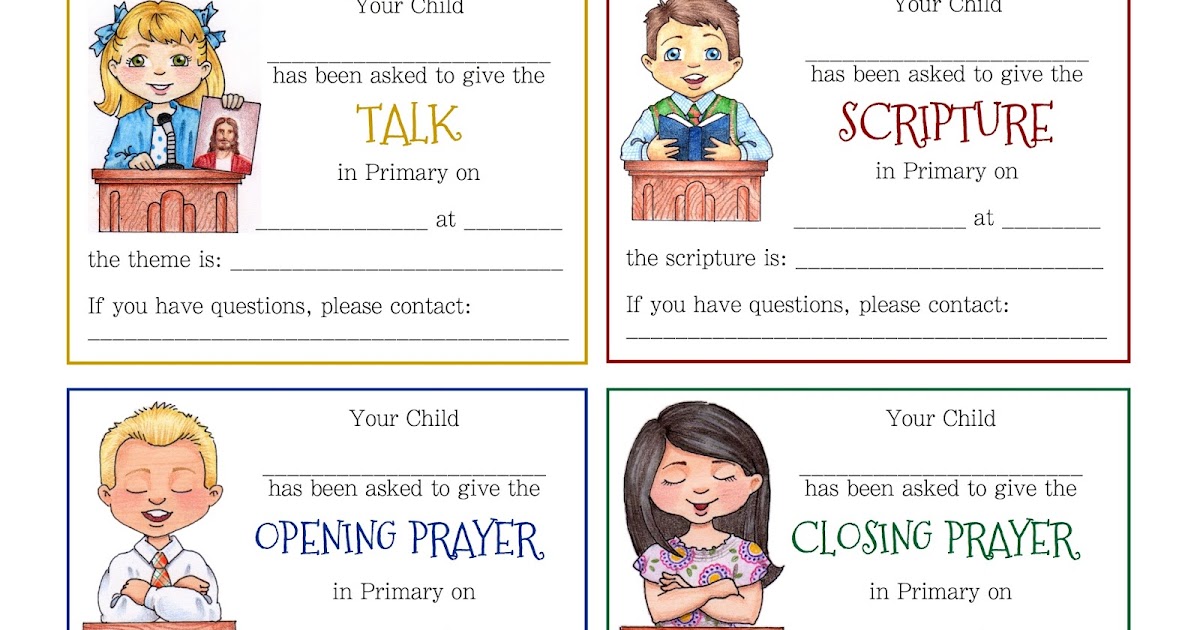 Camille's Primary Ideas: Assignment Cards & Scripture Prompts