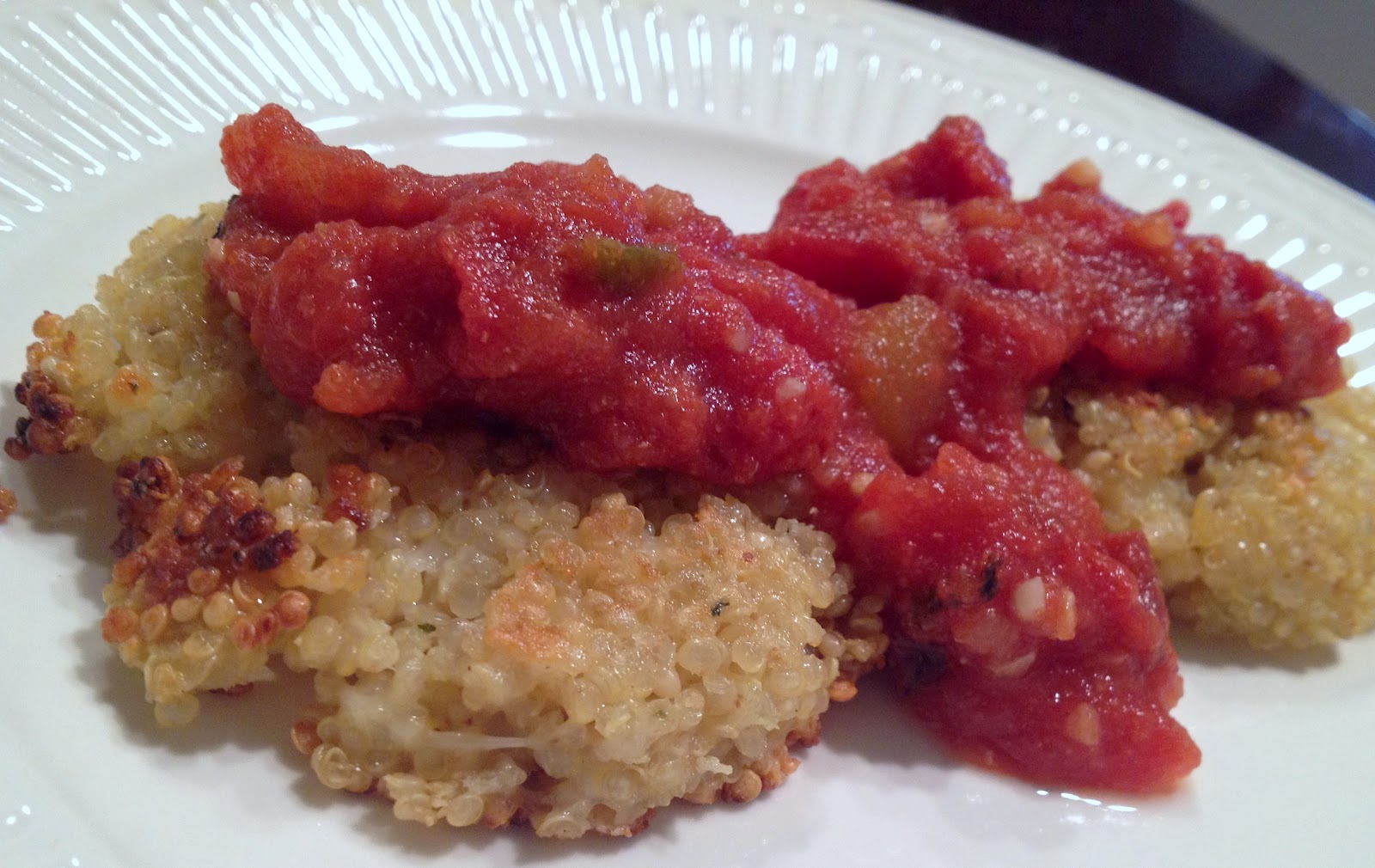 Call Me Mrs. Rapp Quinoa Cakes w/ Spicy Marinara Sauce