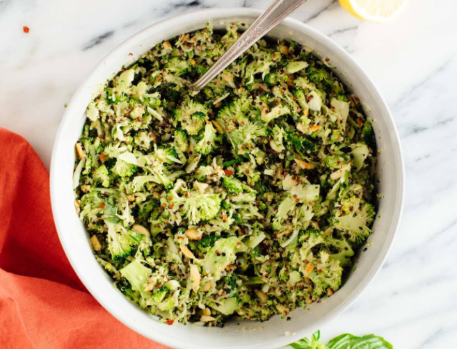 Quinoa Broccoli Slaw with HoneyMustard Dressing vegan lunch