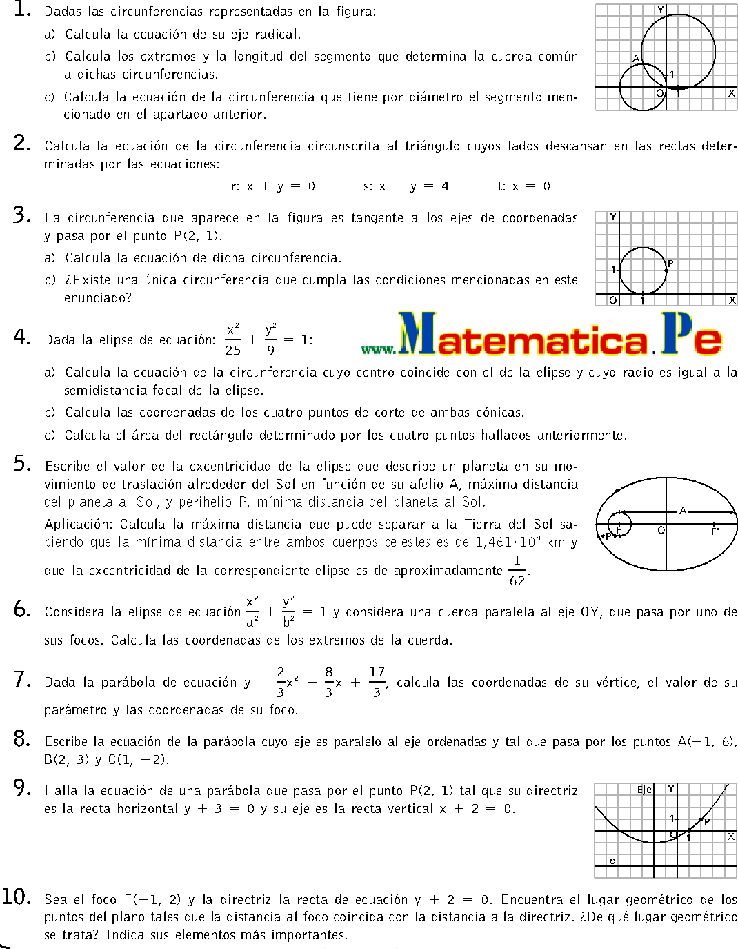 CÓNICAS EJERCICIOS RESUELTOS MATEMATICAS 1 BACHILLERATO PDF CÓNICAS EJERCICIOS RESUELTOS MATEMATICAS 1 BACHILLERATO PDF