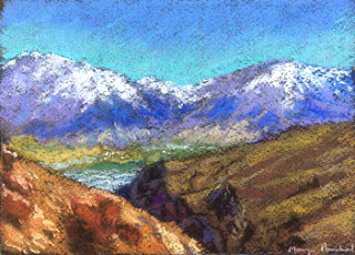 Original soft pastel painting of landscape from Spiti valley by Manju Panchal