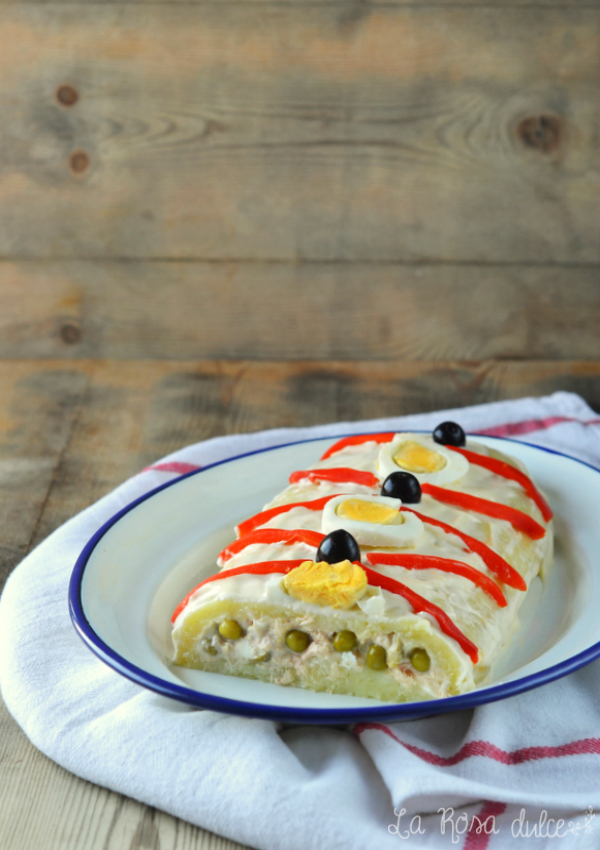 Rollo de patata relleno de atún