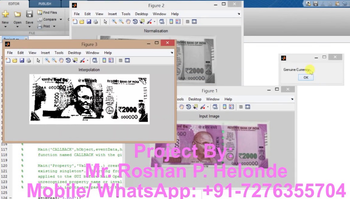 Matlab code for Fake Currency Detection using Image Processing MATLAB