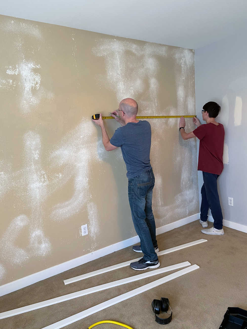 installing geometric feature wall