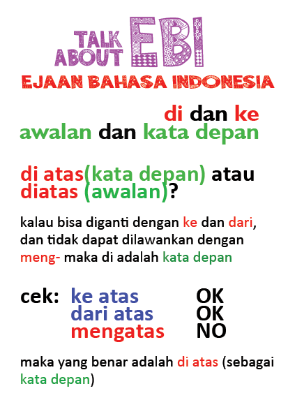 Kapan "di" dan "ke" ditulis terpisah dan kapan digabung? ~ Catatan