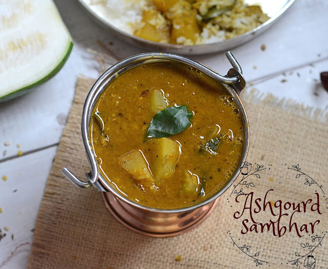 No onion ashgourd sambhar, ashgourd sambhar recipe, no onion recipe, south indian sambhar for rice- kuzhali samaiyalarai