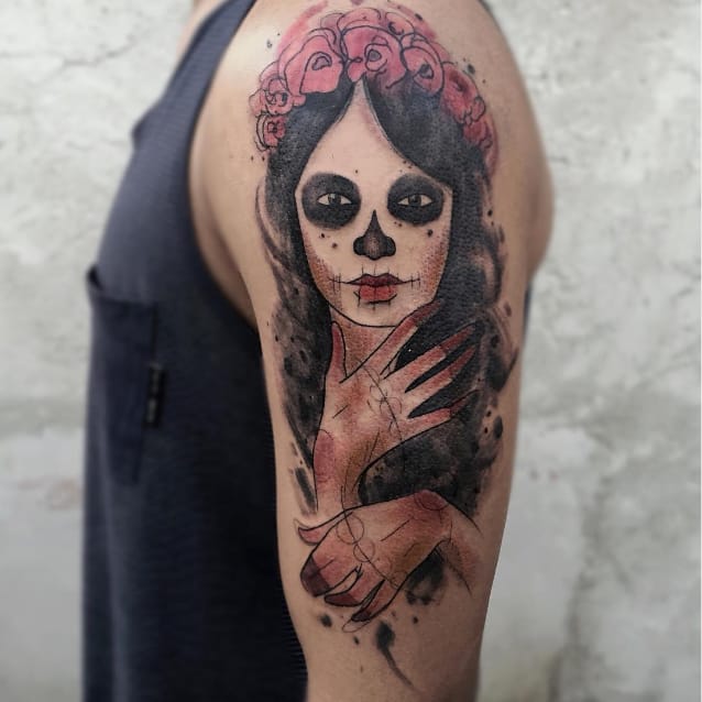 Sketch Inspired Watercolor Tattoos by Felipe Mello