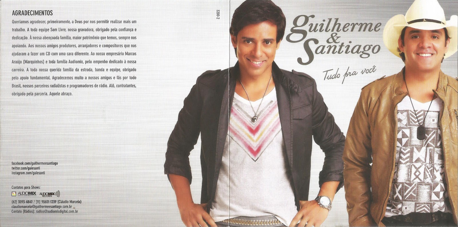 Encarte Guilherme & Santiago Tudo pra Você Encartes Pop Encarte Guilherme & Santiago Tudo pra Você Encartes Pop
