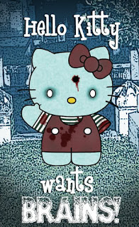 Hello Kitty zombie brains poster
