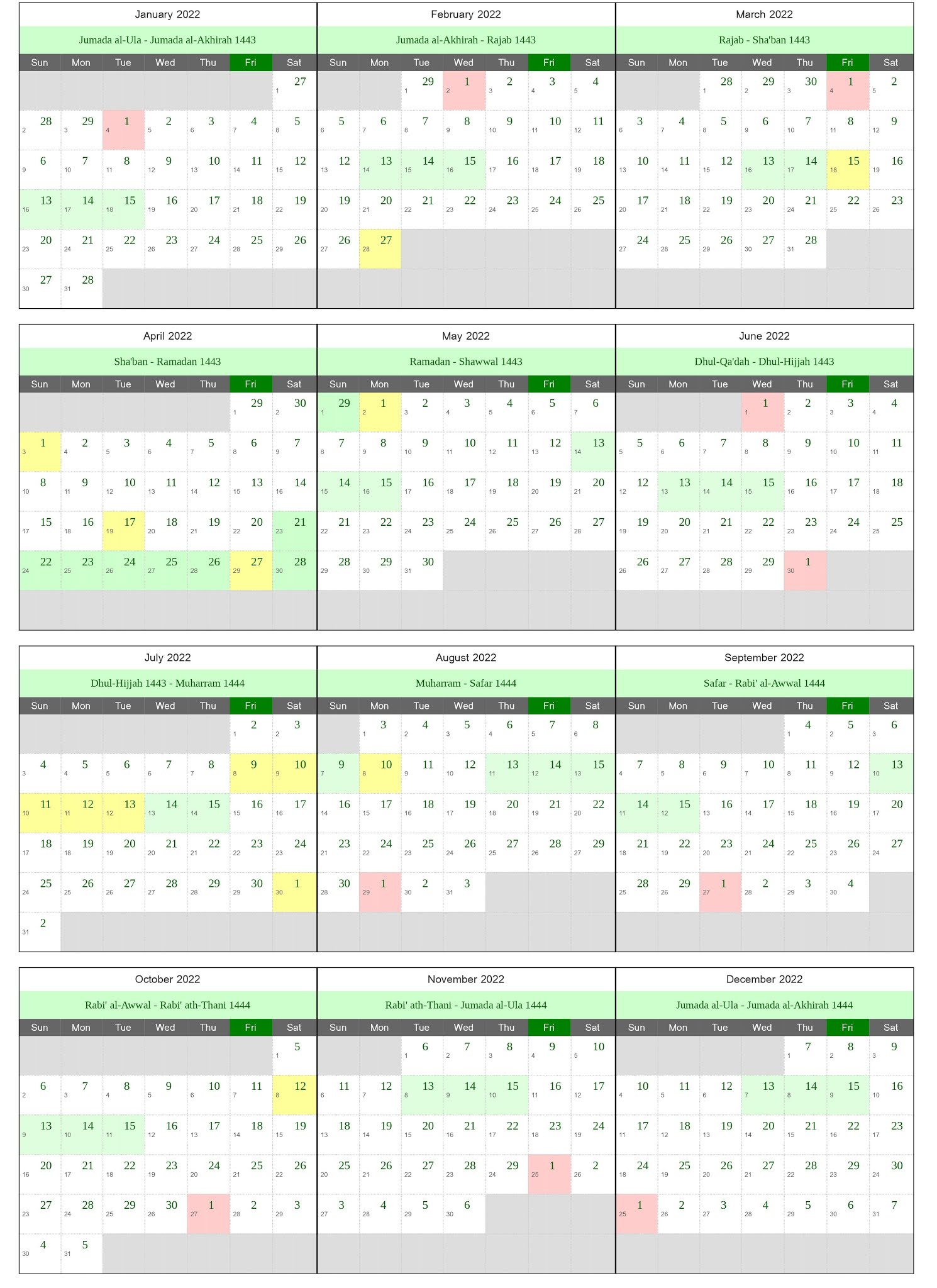 Download Kalender Hijriyah 2022 Lengkap JPG dan PDF  Enkosa.Com