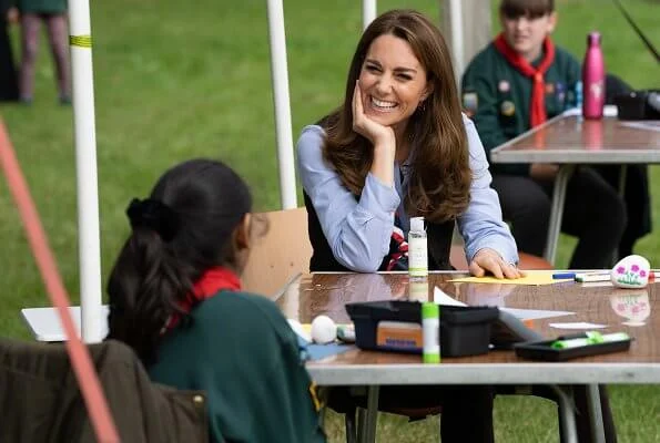 Kate Middleton wore a new brown nubuck waistcoat from Really Wild, and a new blue linen shirt from Massimo Dutti. Chloe brown boots