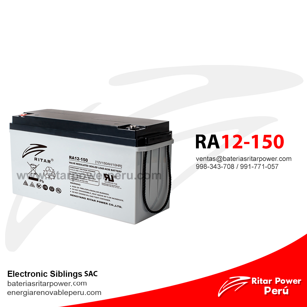 UPG La batería PowerChair de 12V 50Ah reemplaza a 45ah Ritar RA12-45