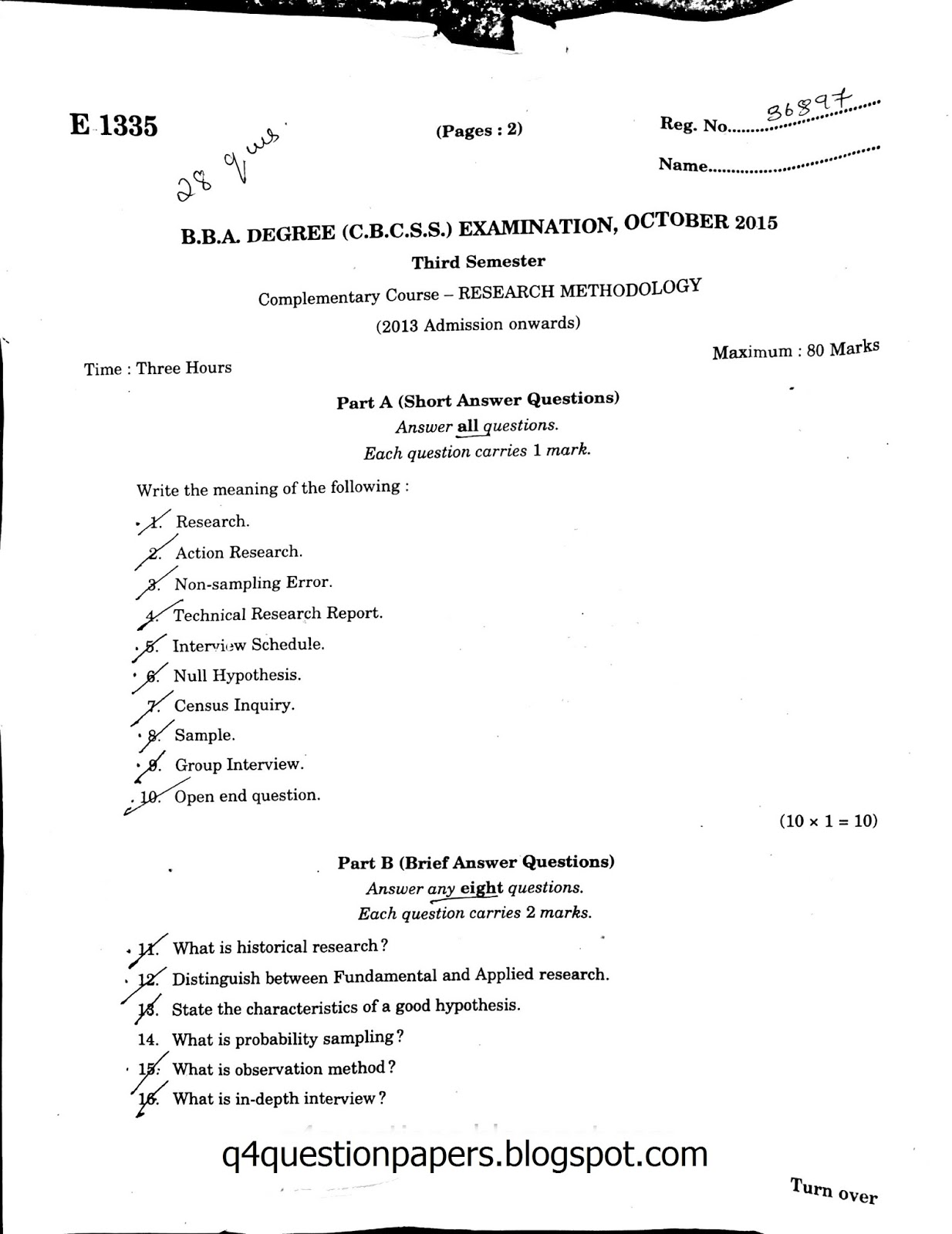 research methodology semester questions