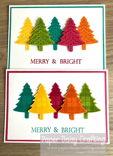 Rainbow Christmas trees Stampin' Up! Perfectly Plaid