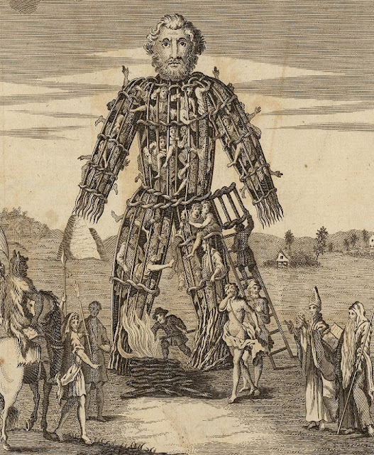 Гравюра XVIII века,  изображающая сжигание друидами «плетёного человека»