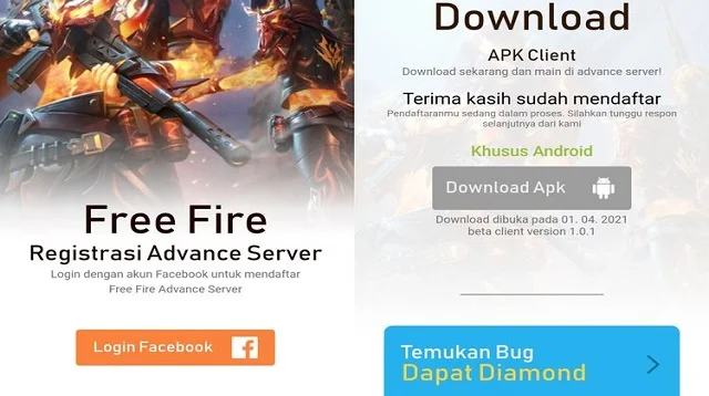 Cara Daftar Advance Server Free Fire