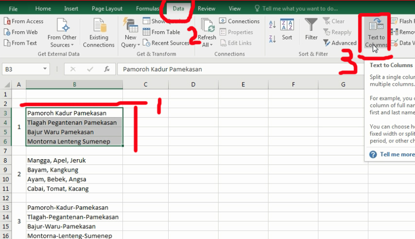 Cara Memisahkan Data dalam Satu Sel Menjadi Beberapa Cell pada Excel