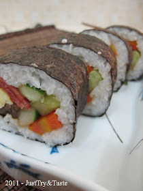 Resep Homemade Sushi - Sushi Isi Telur Goreng, Daging Asap, dan Sayur