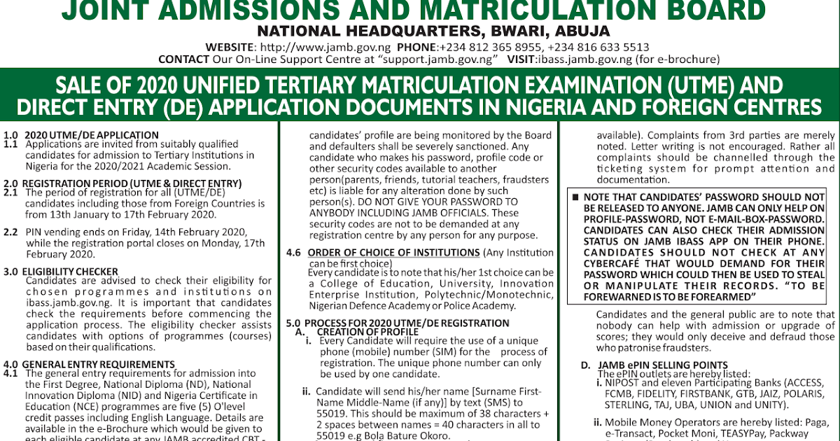JAMB 2020/2021 Registration Form [Instructions & Guidelines]