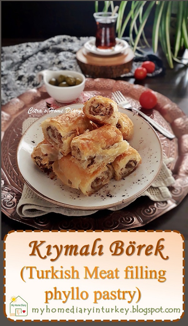 Kıymalı Börek (Turkish Minced Meat Filling Phyllo Pastry) | Çitra's Home Diary. #börekler #resepmasakanturki #turkishfoodrecipe #mincedmeatpastry #turkishborek #borekrecipe #foodphotography #resepsarapan