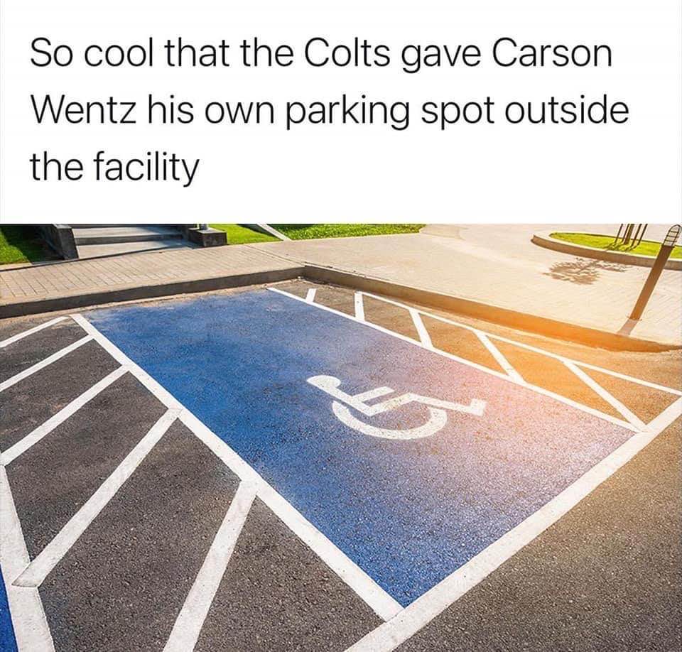 So cool that Colts gave Carson Wentz his own parking spot outside the facility