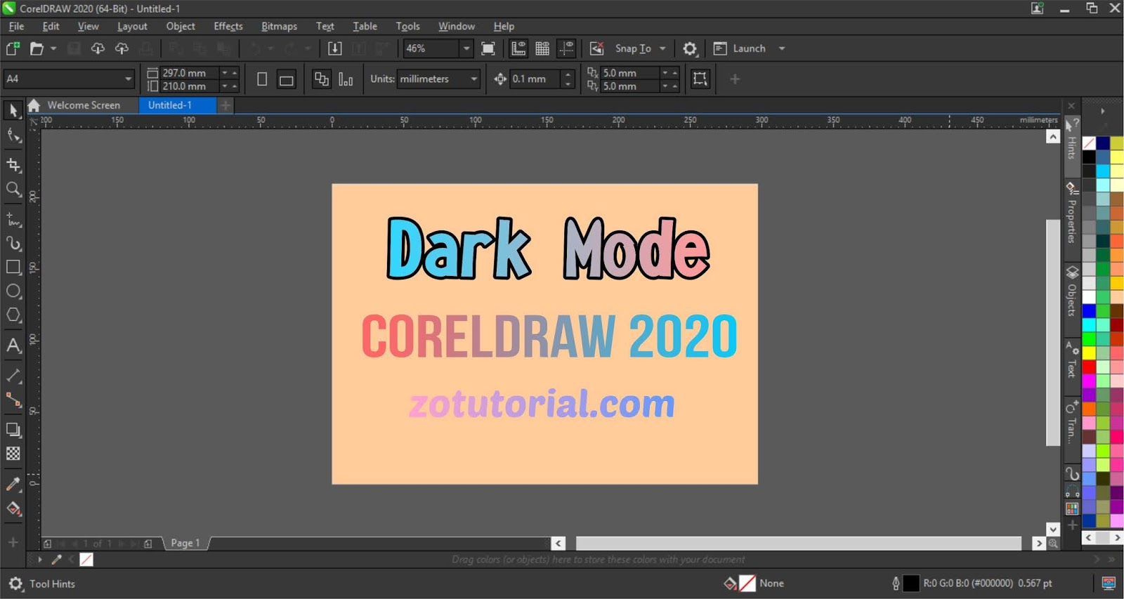 Setting Dark Mode Pada Interface CorelDraw 2020 Agar Mata Tidak Silau