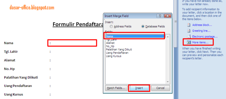 Cara Membuat Mail Merge di Ms Word 2007, 2010, 2013 - Belajar Bersama Cara Membuat Mail Merge di Ms Word 2007, 2010, 2013 - Belajar Bersama