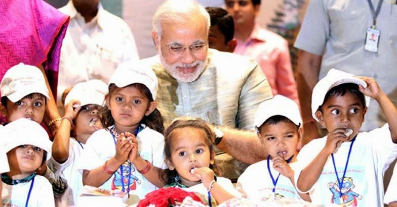 Image result for modi with kids