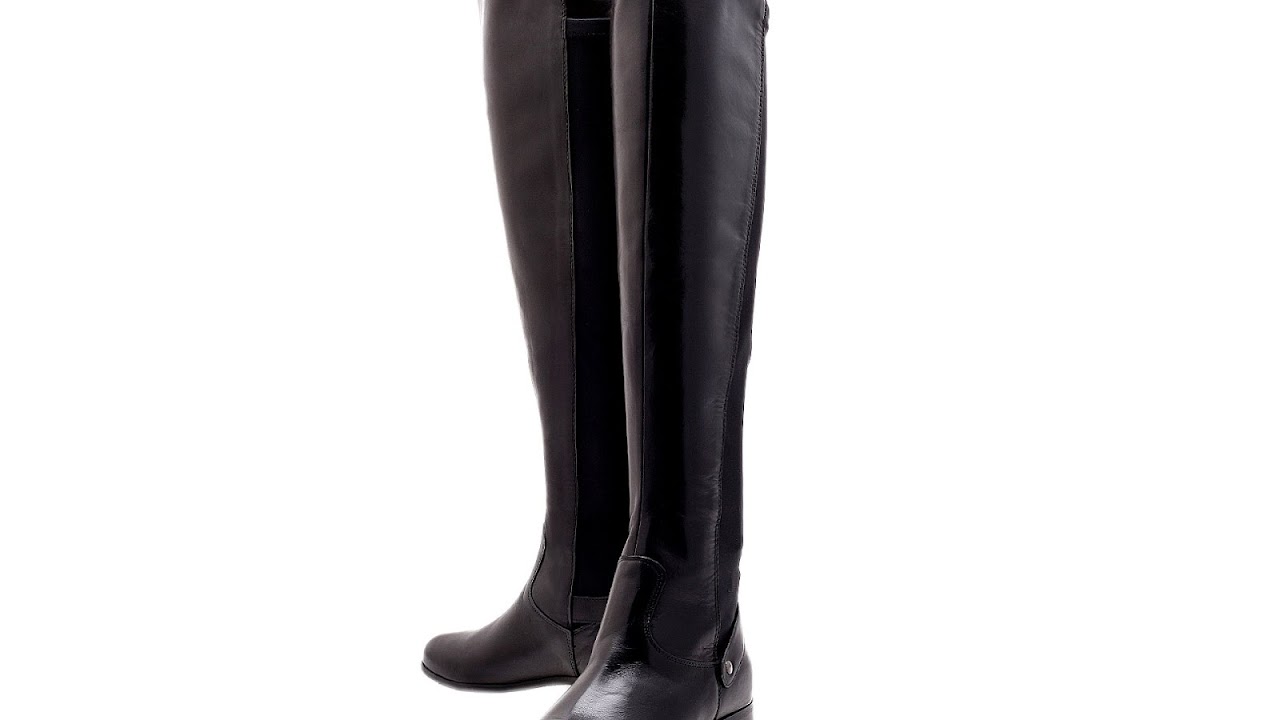black pointed toe knee high flat boots