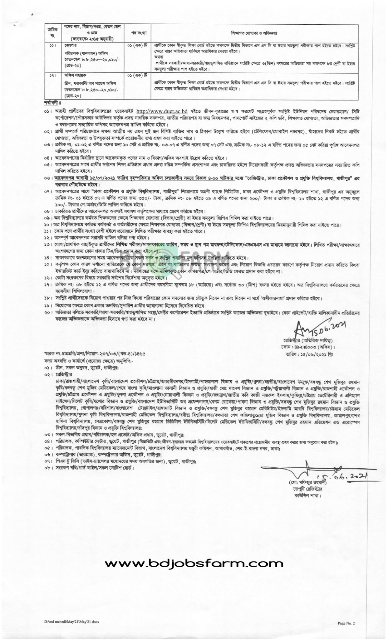 ঢাকা প্রকৌশল ও প্রযুক্তি বিশ্ববিদ্যালয় নিয়ােগ বিজ্ঞপ্তি